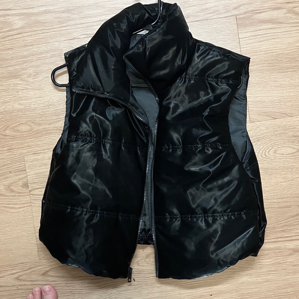 Wild Fable Shiny Black Puffer Vest